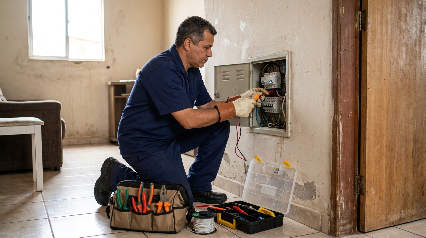 Eletricista com ferramentas em Recife‑PE