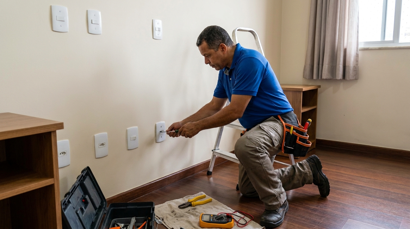 Instalacao de tomada e interruptor residencial em Recife‑PE